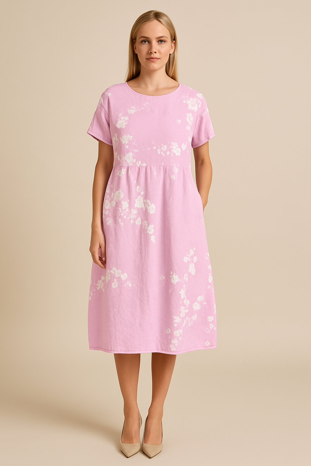 Ashford | Lara – Women’s Flowy Floral Midi Dress with Short Sleeves