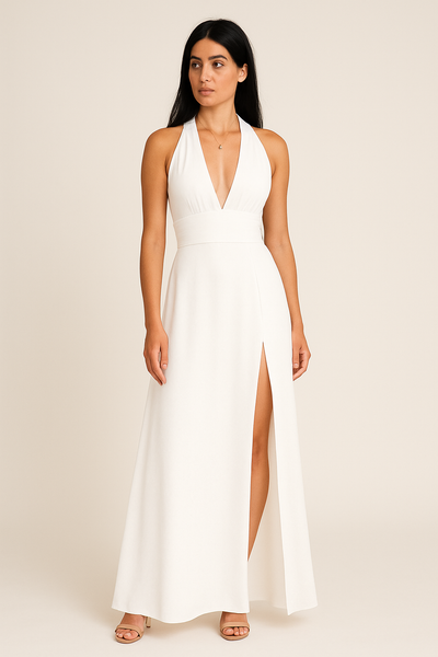 Ashford | Valentina Satin Halter Midi Dress – Grace in Motion