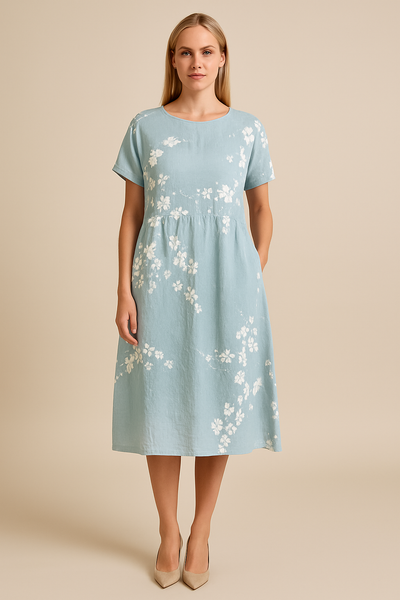 Ashford | Lara – Women’s Flowy Floral Midi Dress with Short Sleeves