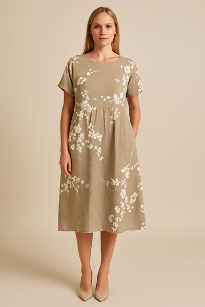 Ashford | Lara – Women’s Flowy Floral Midi Dress with Short Sleeves
