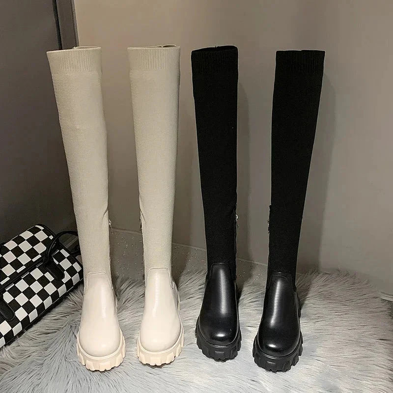 Ashford | Aino – Women’s Over-the-Knee Stretch Boots – Medium Heel, Casual Outdoor