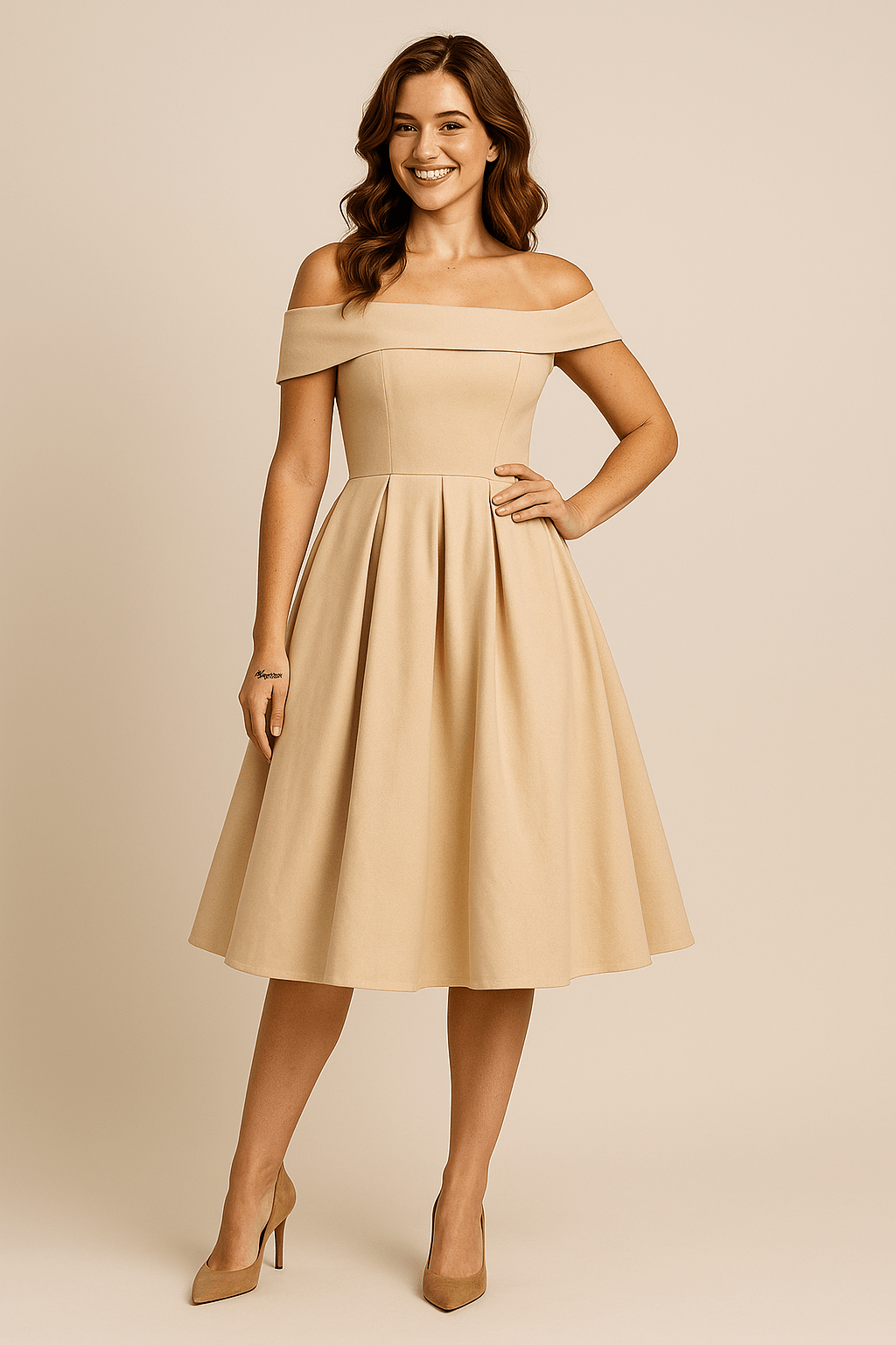 ASHFORD | Anna Women's Off - Shoulder A - Line Dress - Elegant Fit - Formal Wear - Ashford London Clothing