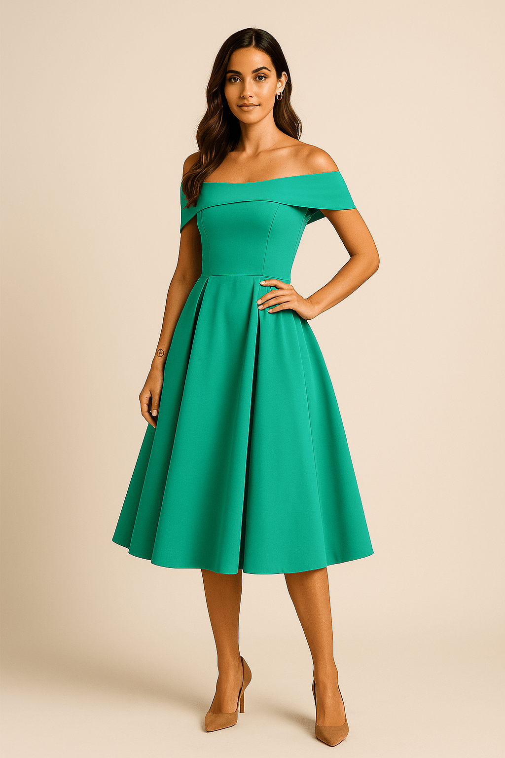 ASHFORD | Anna Women's Off - Shoulder A - Line Dress - Elegant Fit - Formal Wear - Ashford London Clothing