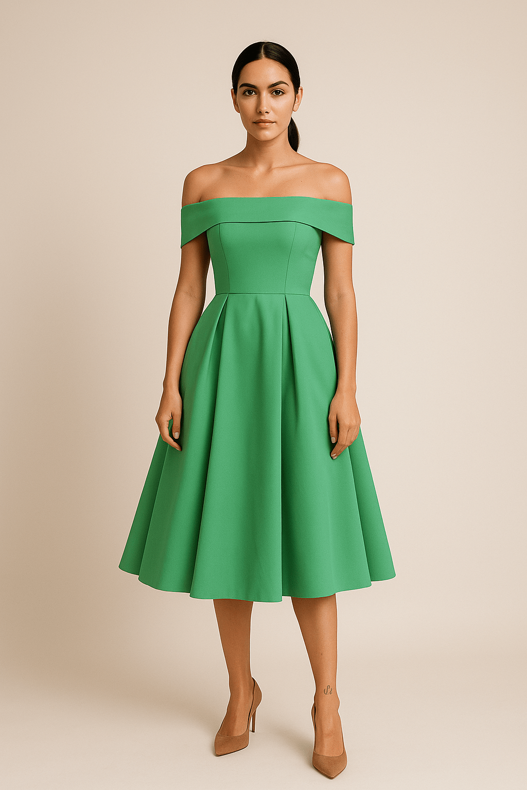 ASHFORD | Anna Women's Off - Shoulder A - Line Dress - Elegant Fit - Formal Wear - Ashford London Clothing