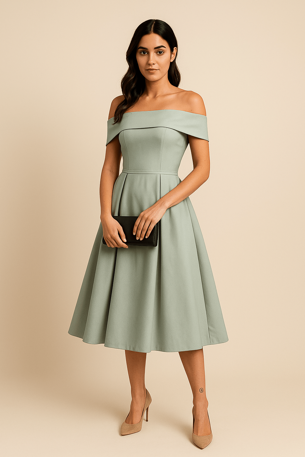 ASHFORD | Anna Women's Off - Shoulder A - Line Dress - Elegant Fit - Formal Wear - Ashford London Clothing