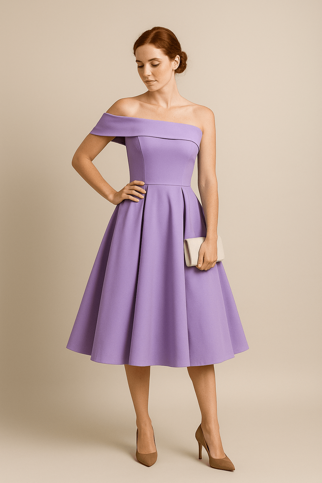 ASHFORD | Anna Women's Off - Shoulder A - Line Dress - Elegant Fit - Formal Wear - Ashford London Clothing