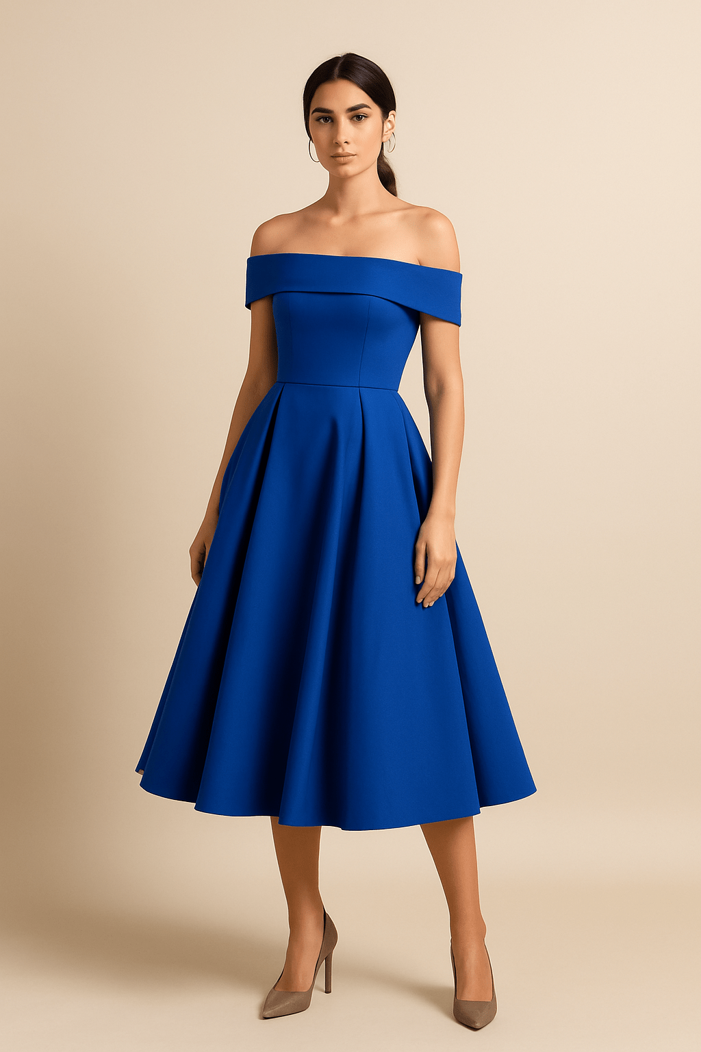 ASHFORD | Anna Women's Off - Shoulder A - Line Dress - Elegant Fit - Formal Wear - Ashford London Clothing