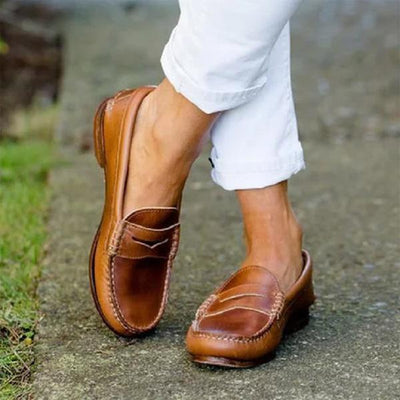 Ashford | Aoife – Women’s Leather Penny Loafers – Classic Slip - On, Moccasin Style, Low Heel - Ashford London Clothing