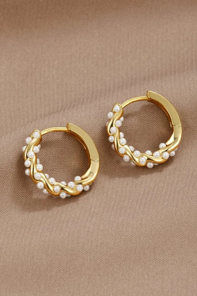 Ashford | Ariana – Elegant Pearl Accent Gold Hoop Earrings - Ashford London Clothing