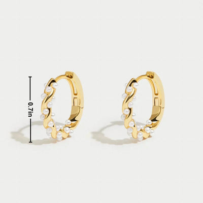 Ashford | Ariana – Elegant Pearl Accent Gold Hoop Earrings - Ashford London Clothing