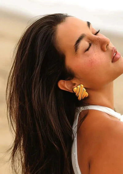 Ashford | Ava – Women’s Chunky Vintage Gold - Plated Earrings - Ashford London Clothing