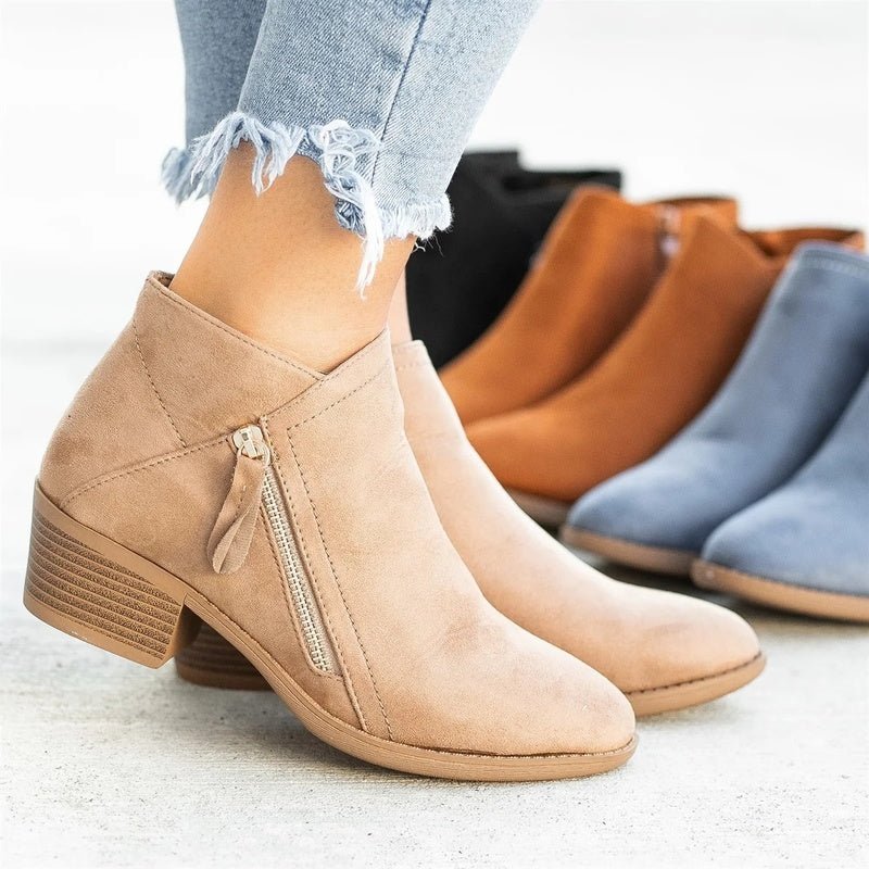 Ashford | Camille – Women’s Leather Ankle Boots with Block Heel & Sleek Fit