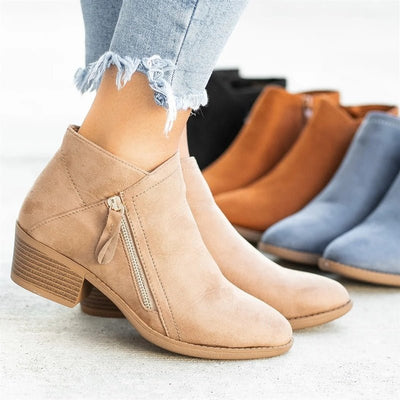 Ashford | Camille – Women’s Leather Ankle Boots with Block Heel & Sleek Fit
