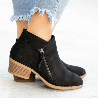 Ashford | Camille – Women’s Leather Ankle Boots with Block Heel & Sleek Fit