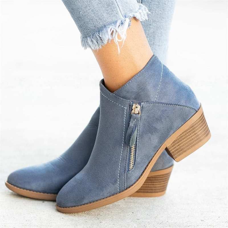 Ashford | Camille – Women’s Leather Ankle Boots with Block Heel & Sleek Fit