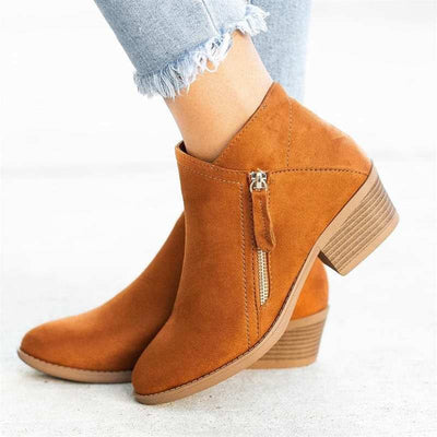 Ashford | Camille – Women’s Leather Ankle Boots with Block Heel & Sleek Fit