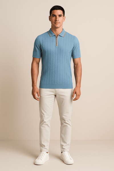 Ashford | Casual Polo Shirt – Waffle Knit Design for Everyday Wear - Ashford London Clothing