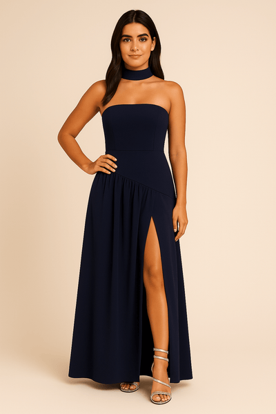 Ashford | Catniss Strapless Maxi Dress with Scarf Detail – Flowing Fit, Elegant Style - Ashford London Clothing