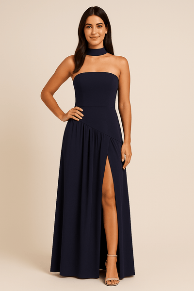 Ashford | Catniss Strapless Maxi Dress with Scarf Detail – Flowing Fit, Elegant Style - Ashford London Clothing