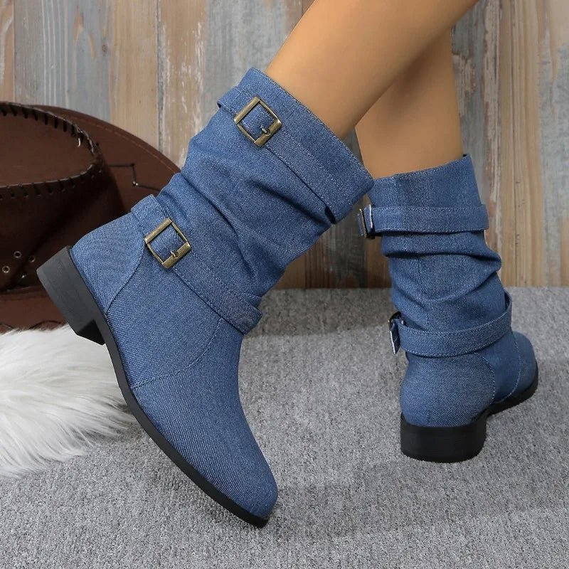 Ashford | Celina – Women’s Midi Ankle Boots with Round Toe & Medium Heel