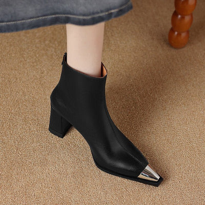 Ashford | Celine – Women’s Ankle Boots with Metallic Cap & Polished Leather Finish