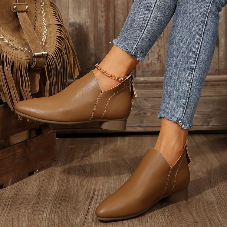 Ashford | Coralie – Women’s PU Leather Ankle Boots with Back Zip & Pointed Toe