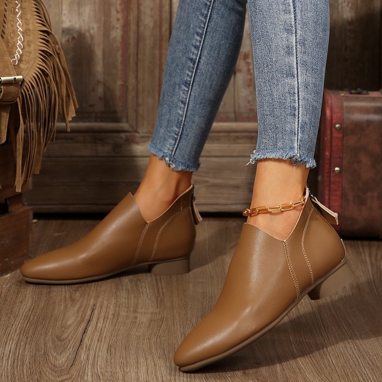 Ashford | Coralie – Women’s PU Leather Ankle Boots with Back Zip & Pointed Toe