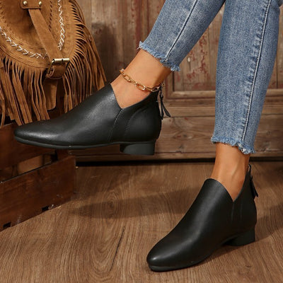 Ashford | Coralie – Women’s PU Leather Ankle Boots with Back Zip & Pointed Toe