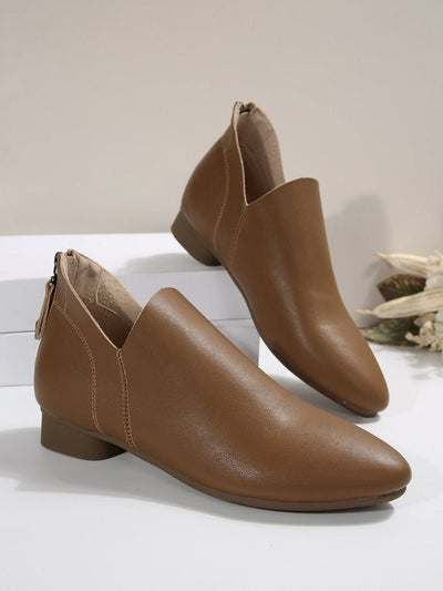 Ashford | Coralie – Women’s PU Leather Ankle Boots with Back Zip & Pointed Toe