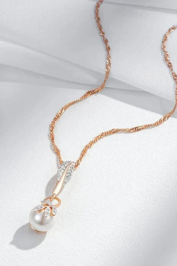 Ashford | Demi – Floral Pendant Necklace with Crystals & Pearl Center - Ashford London Clothing