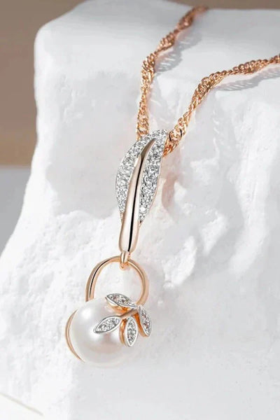 Ashford | Demi – Floral Pendant Necklace with Crystals & Pearl Center - Ashford London Clothing