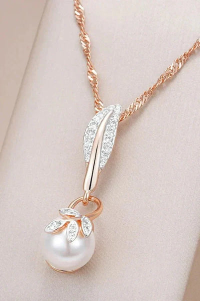 Ashford | Demi – Floral Pendant Necklace with Crystals & Pearl Center - Ashford London Clothing
