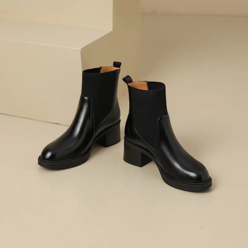 Ashford | Elida – Women’s Stretch Sock Boots with Sleek Heel & Knit Upper