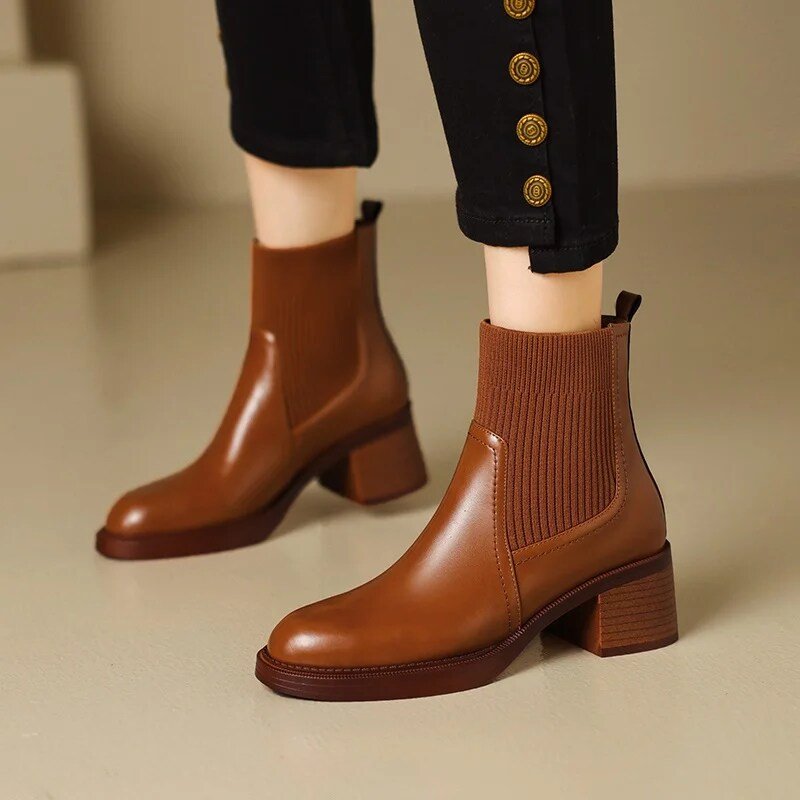 Ashford | Elida – Women’s Stretch Sock Boots with Sleek Heel & Knit Upper