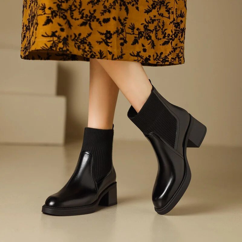 Ashford | Elida – Women’s Stretch Sock Boots with Sleek Heel & Knit Upper