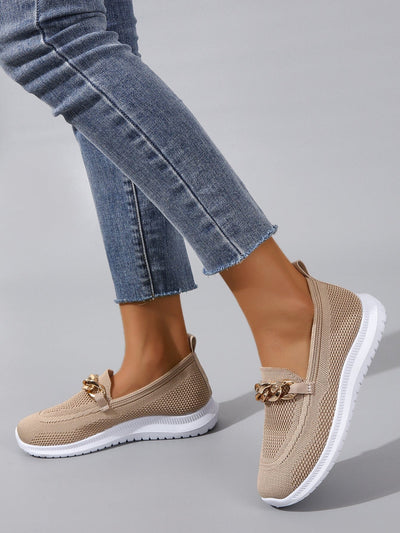 Ashford | Elin – Women’s Slip - On Knit Loafers with Gold Chain Accent - Ashford London Clothing