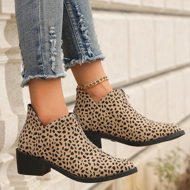 Ashford | Elira – Women’s Suede Ankle Boots with Pointed Toe, Block Heel & Zip