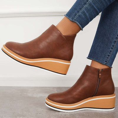 Ashford | Eliza – Women’s Ankle Boots with Zip & Platform – Synthetic Leather