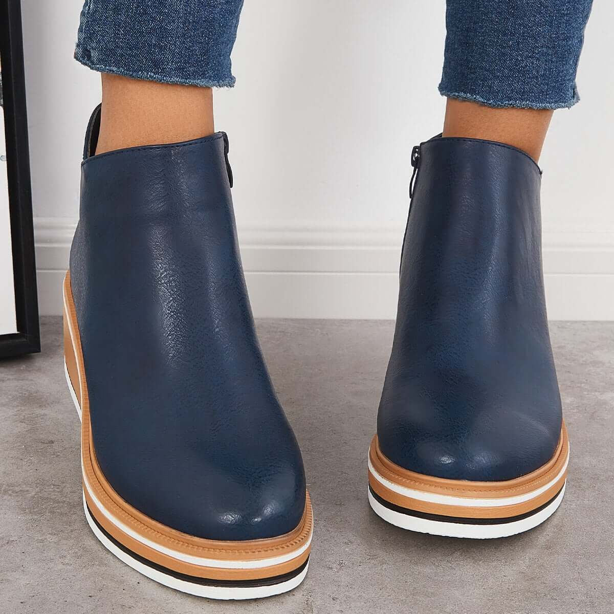 Ashford | Eliza – Women’s Ankle Boots with Zip & Platform – Synthetic Leather