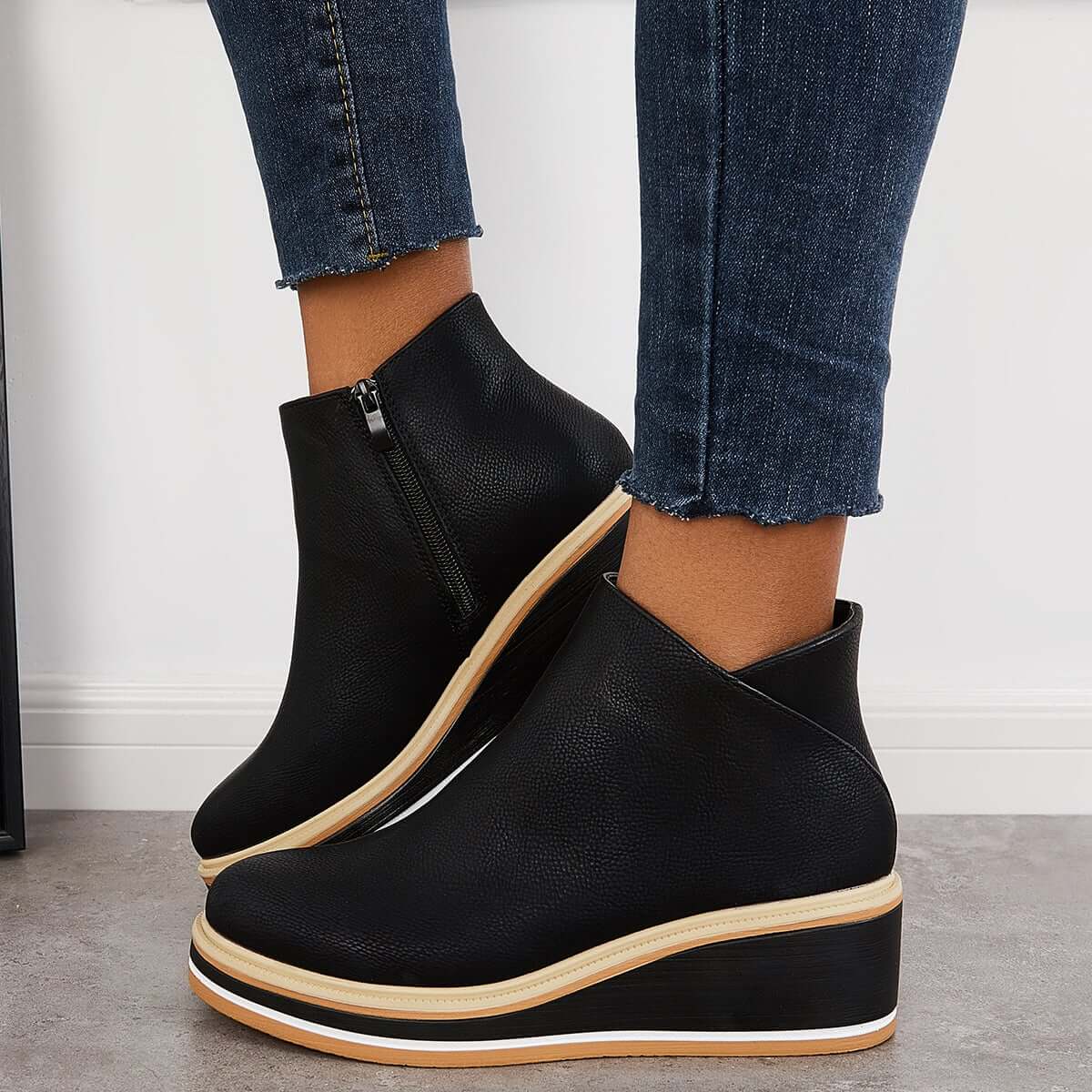 Ashford | Eliza – Women’s Ankle Boots with Zip & Platform – Synthetic Leather