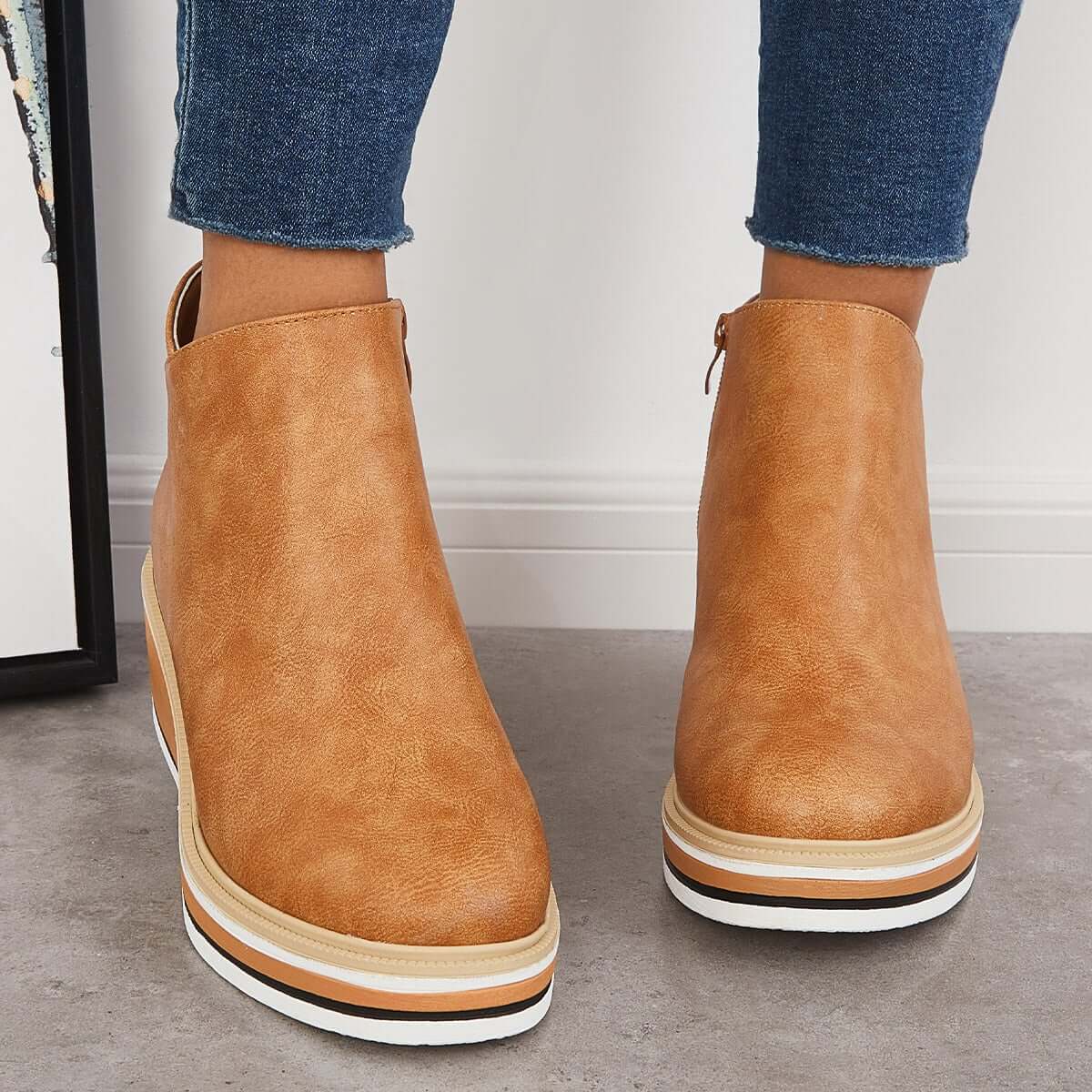 Ashford | Eliza – Women’s Ankle Boots with Zip & Platform – Synthetic Leather