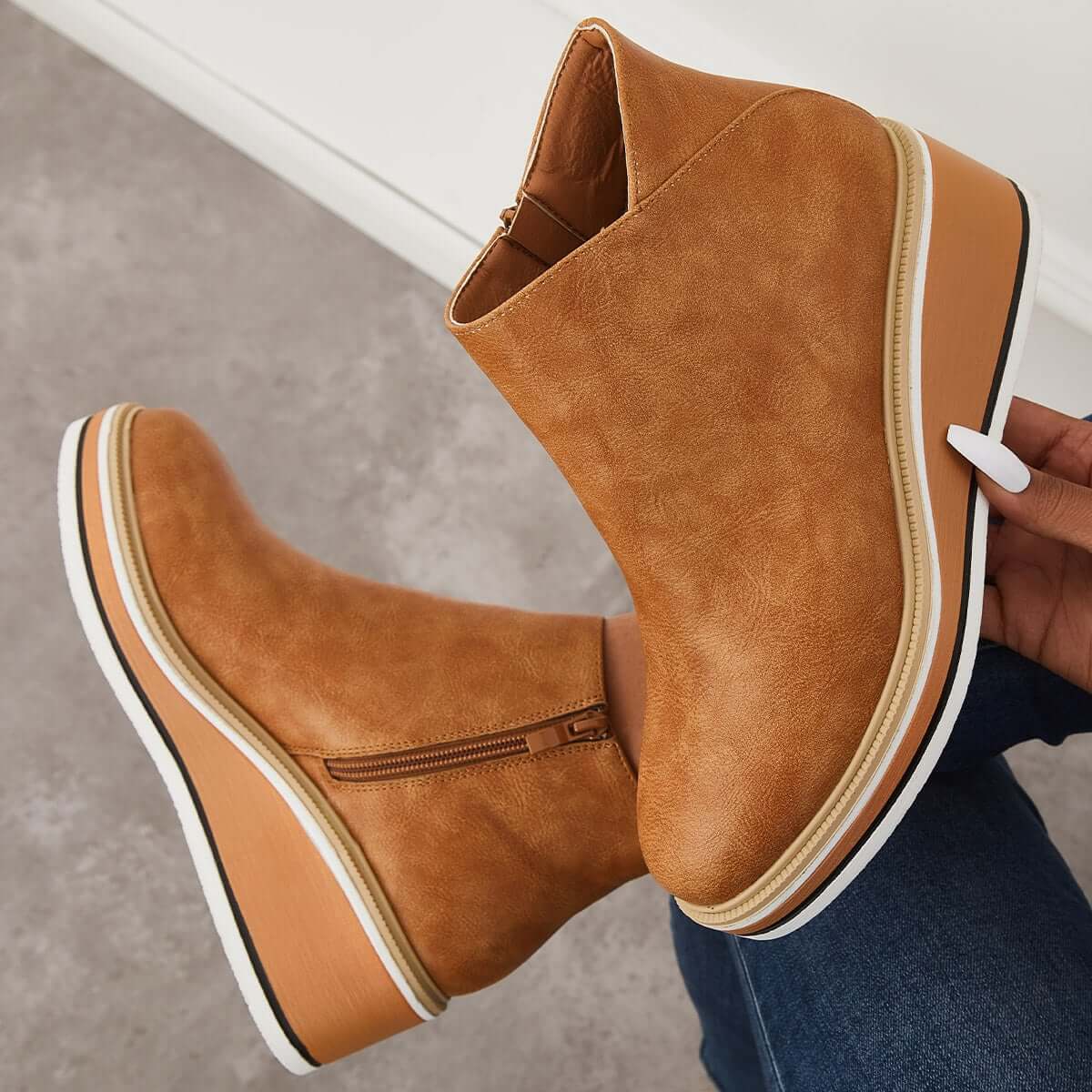 Ashford | Eliza – Women’s Ankle Boots with Zip & Platform – Synthetic Leather