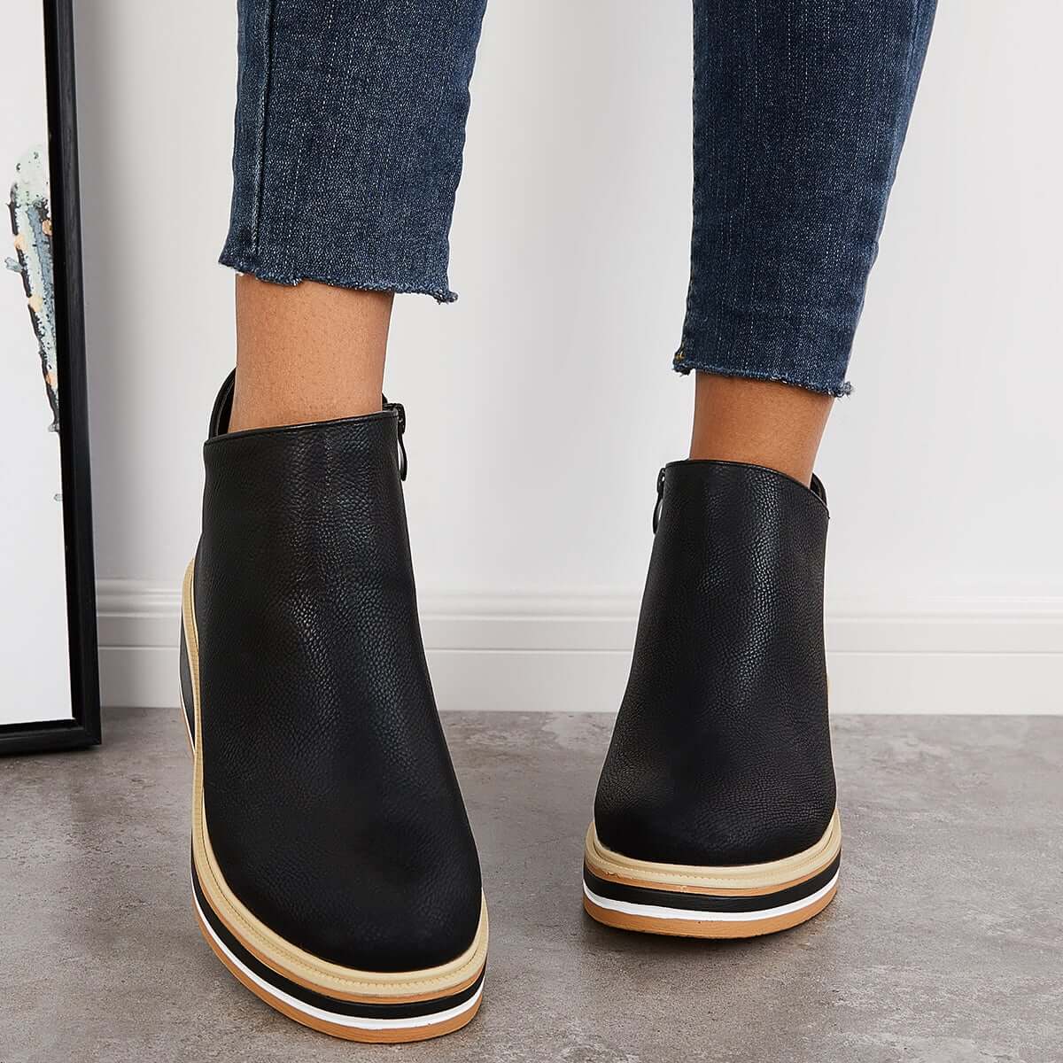 Ashford | Eliza – Women’s Ankle Boots with Zip & Platform – Synthetic Leather