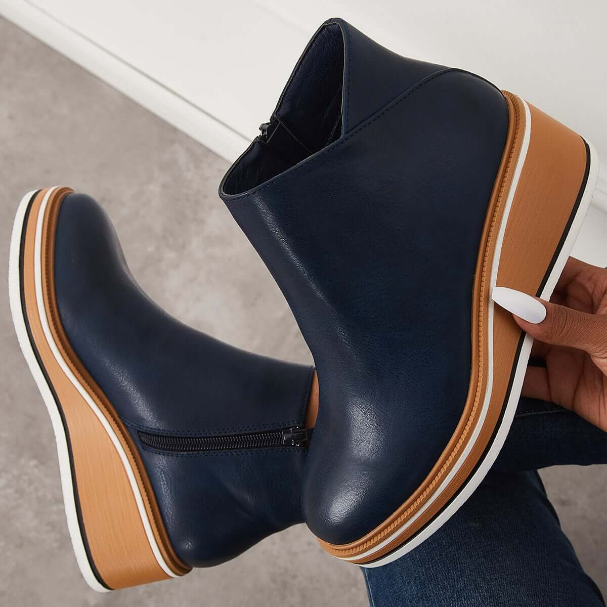 Ashford | Eliza – Women’s Ankle Boots with Zip & Platform – Synthetic Leather