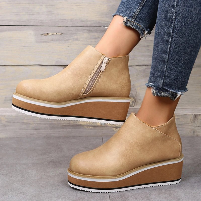 Ashford | Eliza – Women’s Ankle Boots with Zip & Platform – Synthetic Leather
