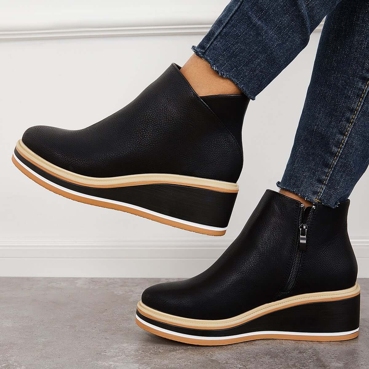 Ashford | Eliza – Women’s Ankle Boots with Zip & Platform – Synthetic Leather