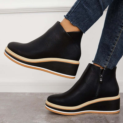 Ashford | Eliza – Women’s Ankle Boots with Zip & Platform – Synthetic Leather