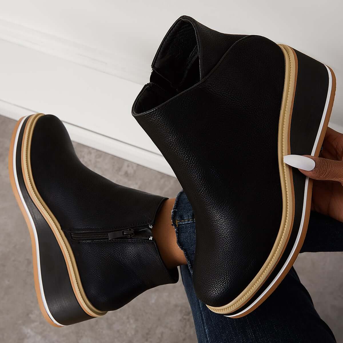 Ashford | Eliza – Women’s Ankle Boots with Zip & Platform – Synthetic Leather