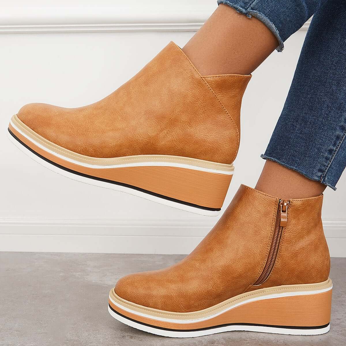 Ashford | Eliza – Women’s Ankle Boots with Zip & Platform – Synthetic Leather