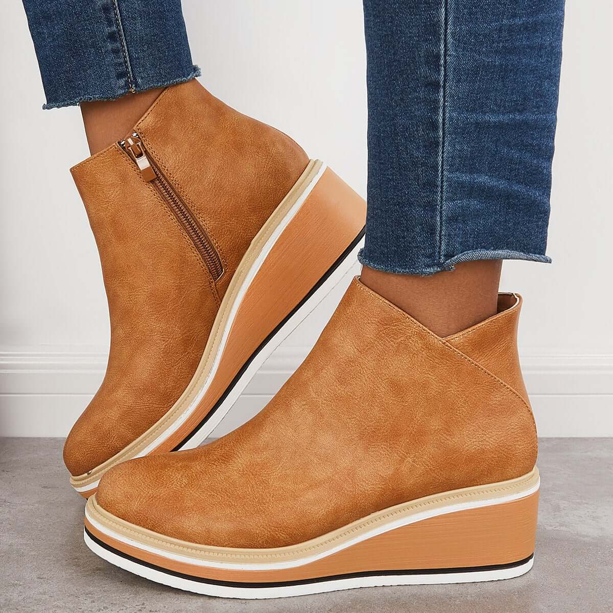 Ashford | Eliza – Women’s Ankle Boots with Zip & Platform – Synthetic Leather